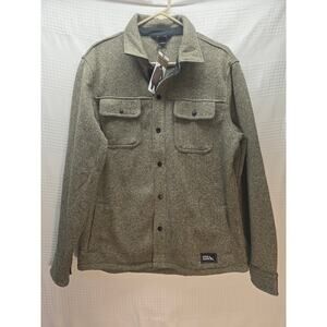 Eddie Bauer Jacket Mens Small Sweater Fleece Shirt Jacket Green Button Up